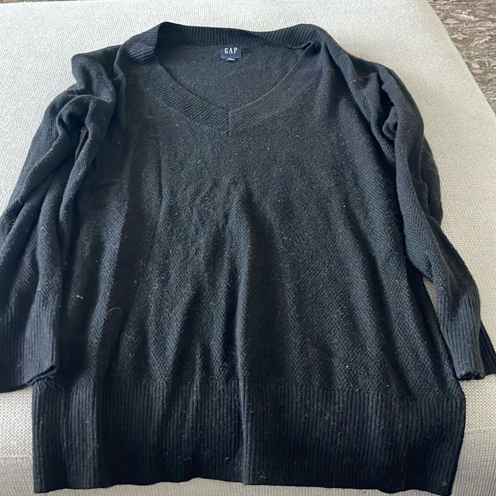 Gap v neck black sweater. Long length